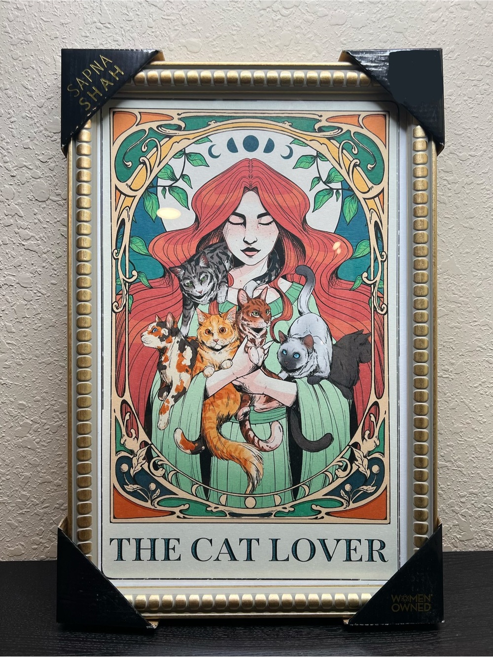 NEW Sapna Shah Halloween Tarot Card 'The Cat Lover' Framed Photo